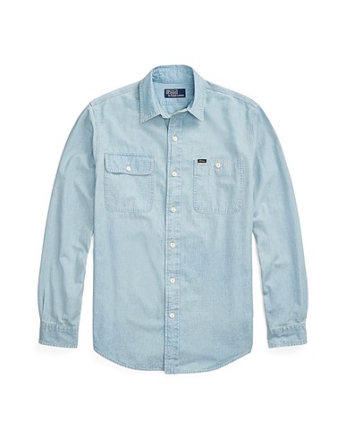 POLO RALPH LAUREN Einfarbiges Hemd CLASSIC FIT INDIGO CHAMBRAY SHIRT
 Blau 100% Baumwolle