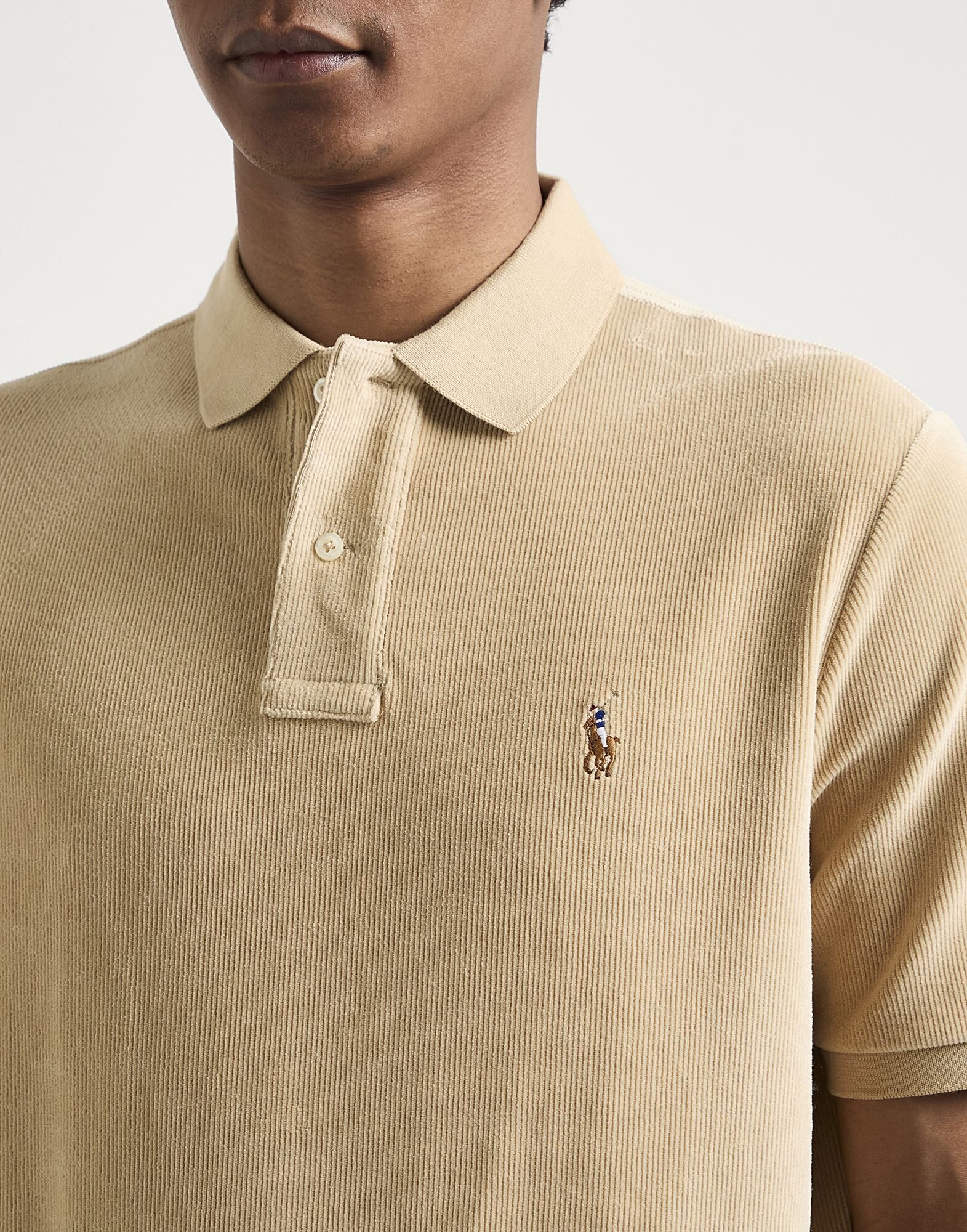 CLASSIC FIT KNIT CORDUROY POLO SHIRT | Sand Men's Polo Shirt | YOOX