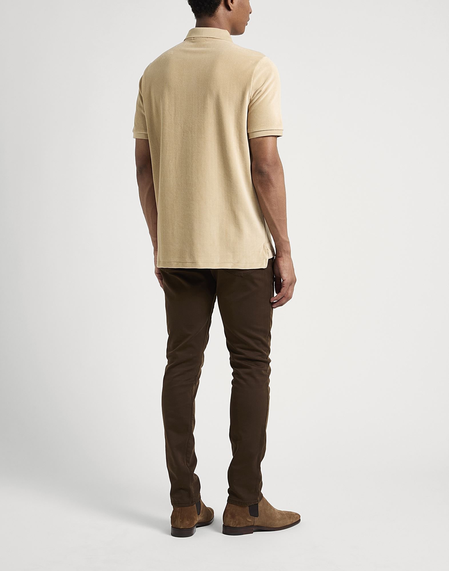 CLASSIC FIT KNIT CORDUROY POLO SHIRT | Sand Men's Polo Shirt | YOOX