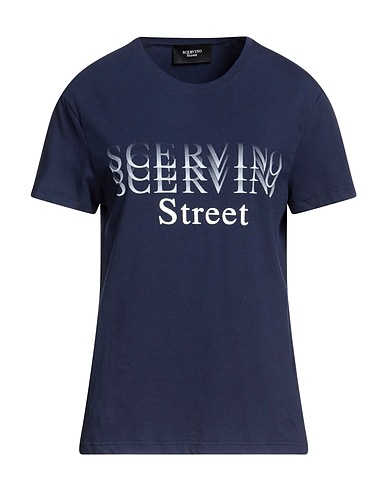 SCERVINO T-shirt Midnight blue 95% Cotton, 5% Elastane