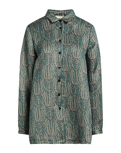 SIYU Floral shirts & blouses Green 40% Wool, 19% Lurex®, 16% Silk, 13% Nylon, 12% Cotton
