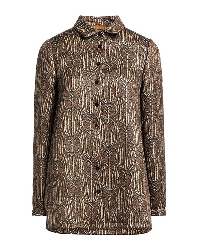 SIYU Floral shirts & blouses Bronze 40% Wool, 19% Lurex®, 16% Silk, 13% Nylon, 12% Cotton