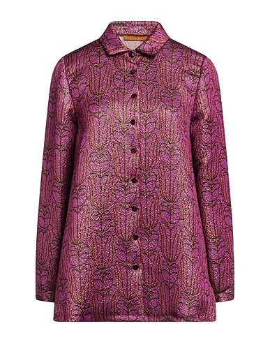 SIYU Floral shirts & blouses Purple 40% Wool, 19% Lurex®, 16% Silk, 13% Nylon, 12% Cotton