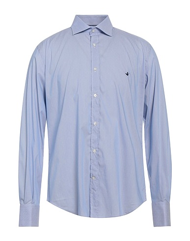 BROOKSFIELD Striped shirt Light blue 75% Cotton, 22% Polyamide, 3% Elastane