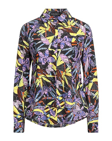 NORA BARTH Floral shirts & blouses Black 75% Cotton, 23% Polyester, 2% Elastane