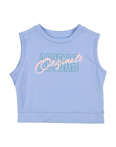 ADIDAS ORIGINALS T-shirt Graphic Print Crop Tank Top  Light blue 93% Cotton, 7% Elastane