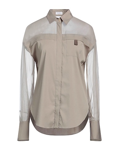 BRUNELLO CUCINELLI Solid colour shirts & blouses Khaki 72% Cotton, 23% Polyamide, 5% Elastane, Silk, Ecobrass