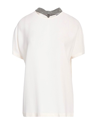BRUNELLO CUCINELLI Silk top Ivory 100% Silk, Ecobrass