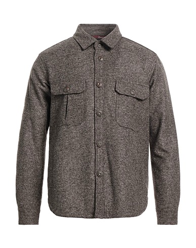 STEWART Solid colour shirt Dark brown 45% Acrylic, 32% Polyester, 23% Virgin Wool