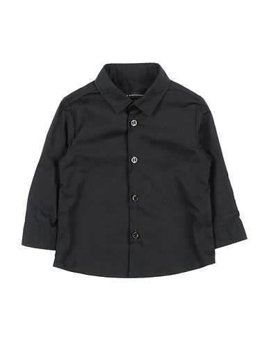 DANIELE ALESSANDRINI Solid colour shirt Black 97% Cotton, 3% Elastane