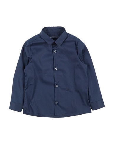 DANIELE ALESSANDRINI Solid colour shirt Midnight blue 97% Cotton, 3% Elastane