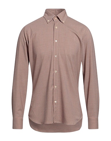 GUGLIELMINOTTI Patterned shirt Camel 65% Polyester, 33% Viscose, 2% Elastane