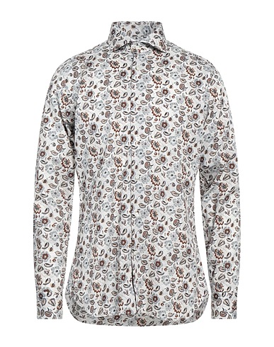 GUGLIELMINOTTI Patterned shirt Light grey 100% Cotton
