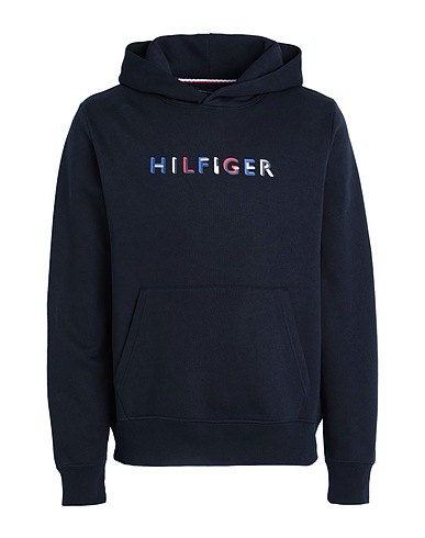 TOMMY HILFIGER Hooded track jacket  Navy blue 64% Cotton, 36% Polyester