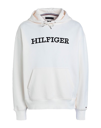 TOMMY HILFIGER Hooded track jacket  Off white 63% Cotton, 37% Polyester