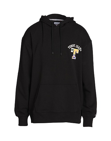 TOMMY JEANS Hooded track jacket  Black 100% Cotton, Elastane