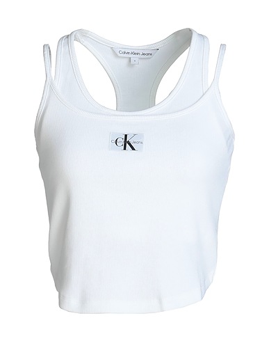 CALVIN KLEIN JEANS Crop top White 94% Cotton, 6% Elastane