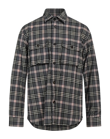 MANUEL RITZ Camicia a quadri Grigio 99% Lana Vergine, 1% Elastan