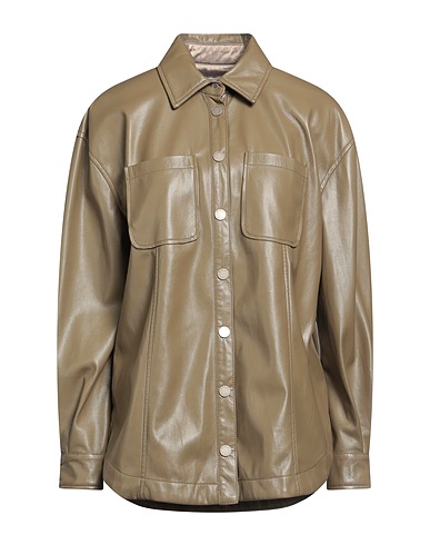 GUESS Solid colour shirts & blouses Military green 100% Polyurethane