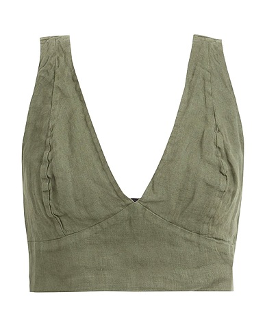 8 by YOOX Bustier Military green 100% Linen