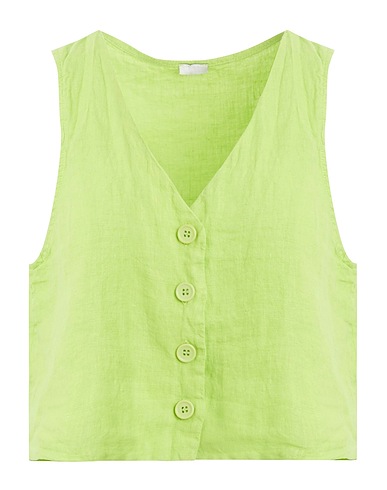 8 by YOOX Waistcoat LINEN CROP VEST
 Lime green 100% Linen