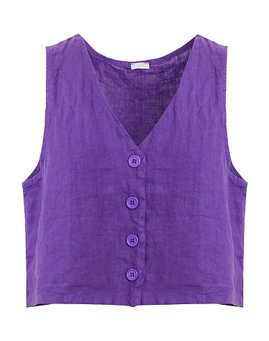 8 by YOOX Vest LINEN CROP VEST
 Dark purple 100% Linen