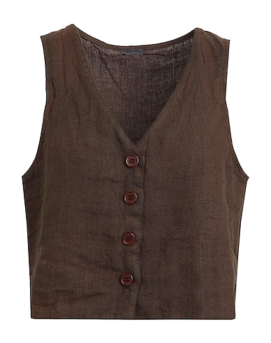 8 by YOOX Weste LINEN CROP VEST
 Dunkelbraun 100% Leinen