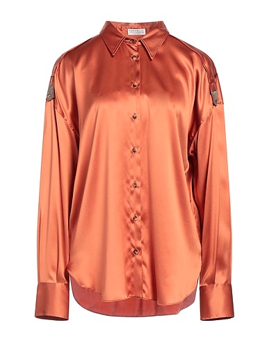 BRUNELLO CUCINELLI Shirts Rust 96% Silk, 4% Elastane, Brass, Ecobrass