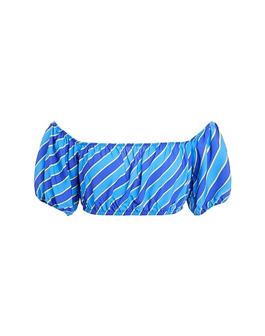 8 by YOOX Schulterfreies Top STRIPED WIDE-NECK TOP
 Blau 100% Viskose