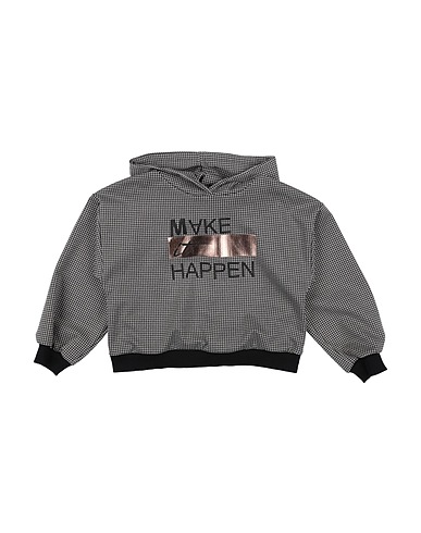 MEILISA BAI Hooded sweatshirt Dark brown 60% Polyester, 20% Polyamide, 15% Metallic fiber, 5% Elastane