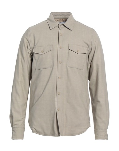 ASPESI Solid colour shirt Light grey 58% Wool, 38% Polyester, 4% Elastane