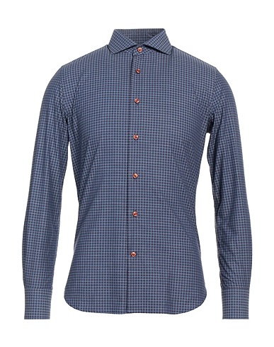 BORSA Patterned shirt Slate blue 100% Cotton