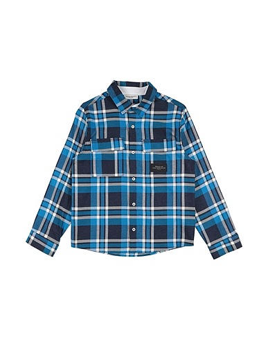 PAOLO PECORA Patterned shirt Azure 40% Cotton, 32% Rayon, 15% Lycra®, 13% Acrylic
