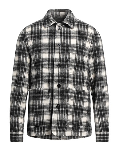 PAOLONI Camicia a quadri Nero 70% Lana, 15% Poliestere, 10% Poliammide, 5% Altre Fibre, Cotone