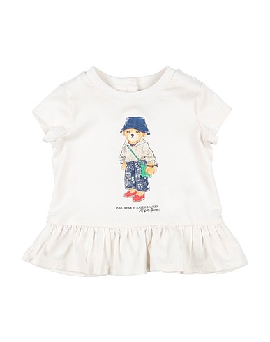 POLO RALPH LAUREN T-shirt Polo Bear Cotton Jersey Peplum Tee
 Off white 100% Cotone