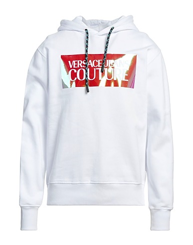VERSACE JEANS COUTURE Hooded track jacket  White 100% Cotton, Elastane