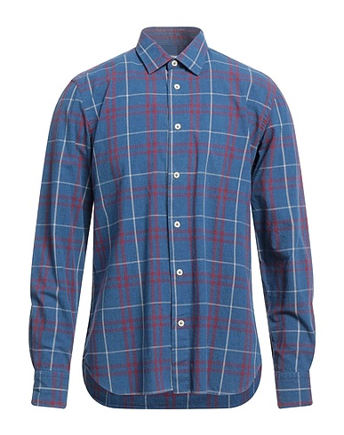 MR MASSIMO REBECCHI Checked shirt Navy blue 100% Cotton