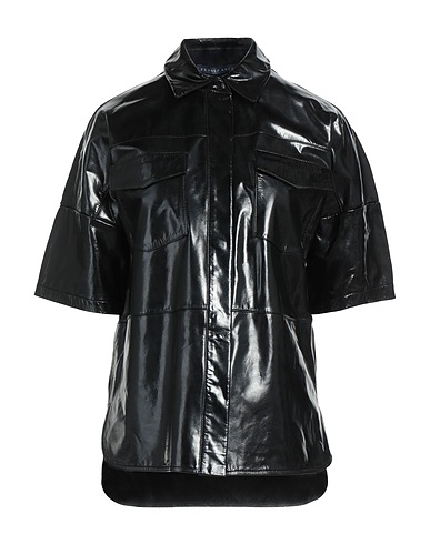 ZEYNEP ARCAY Solid color shirts & blouses Black 100% Lambskin