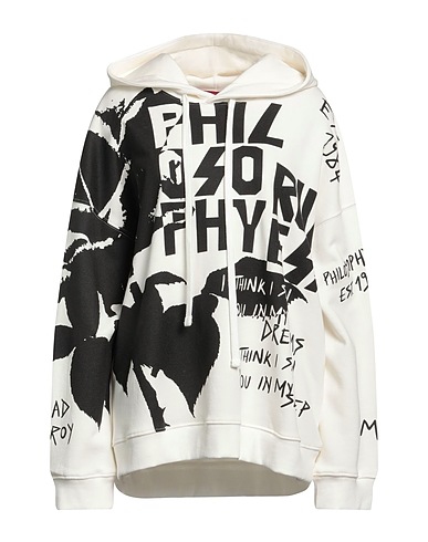 PHILOSOPHY di LORENZO SERAFINI Hooded track jacket  White 100% Cotton, Elastane