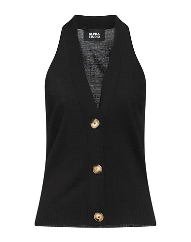 ALPHA STUDIO Vest Black 100% Merino Wool