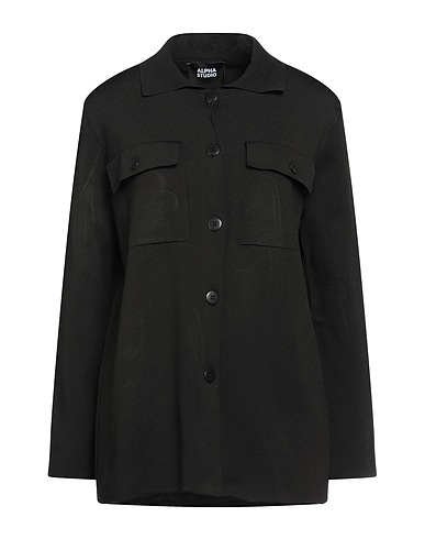 ALPHA STUDIO Solid color shirts & blouses Black 100% Polypropylene