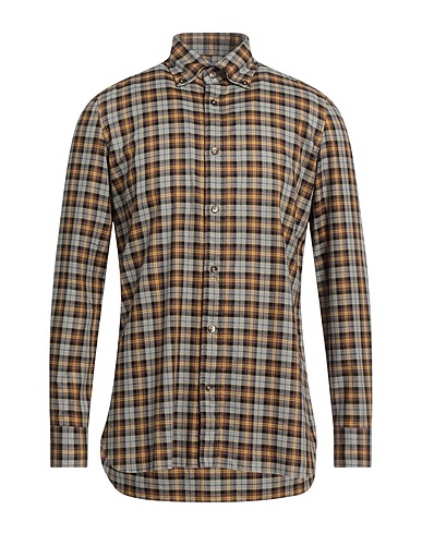 GIAMPAOLO Checked shirt Brown 100% Cotton