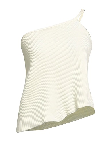 MACH & MACH One-shoulder top Ivory 70% Viscose, 30% Polyester