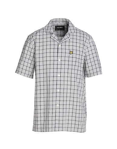 LYLE & SCOTT Checked shirt Grey 70% Cotton, 30% Linen