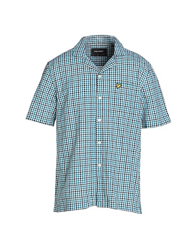 LYLE & SCOTT Checked shirt Deep teal 70% Cotton, 30% Linen
