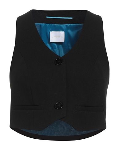 MERCI ITALIA Waistcoat Black 96% Polyester, 4% Elastane