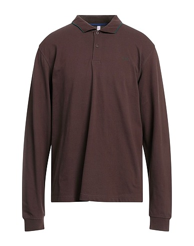 SUN 68 Polo shirt Dark brown 95% Cotton, 5% Elastane