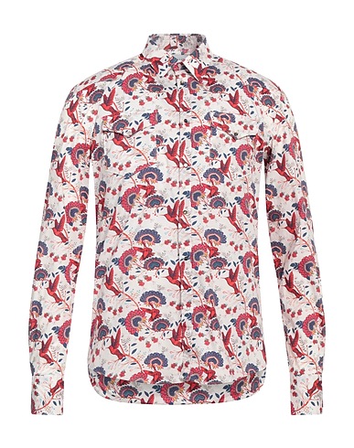 AGLINI Patterned shirt White 97% Cotton, 3% Elastane