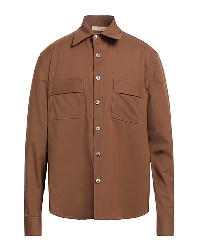 YES LONDON Solid colour shirt Camel 54% Wool, 45% Polyester, 1% Elastane