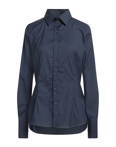 GRIFONI Solid colour shirts & blouses Navy blue 76% Cotton, 21% Polyamide, 3% Elastane